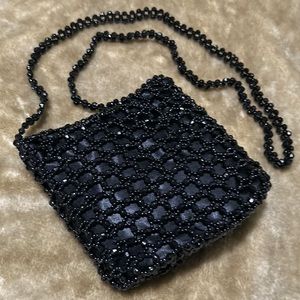 Womens SASHA NY Black Bead Evening Crossbody Bag